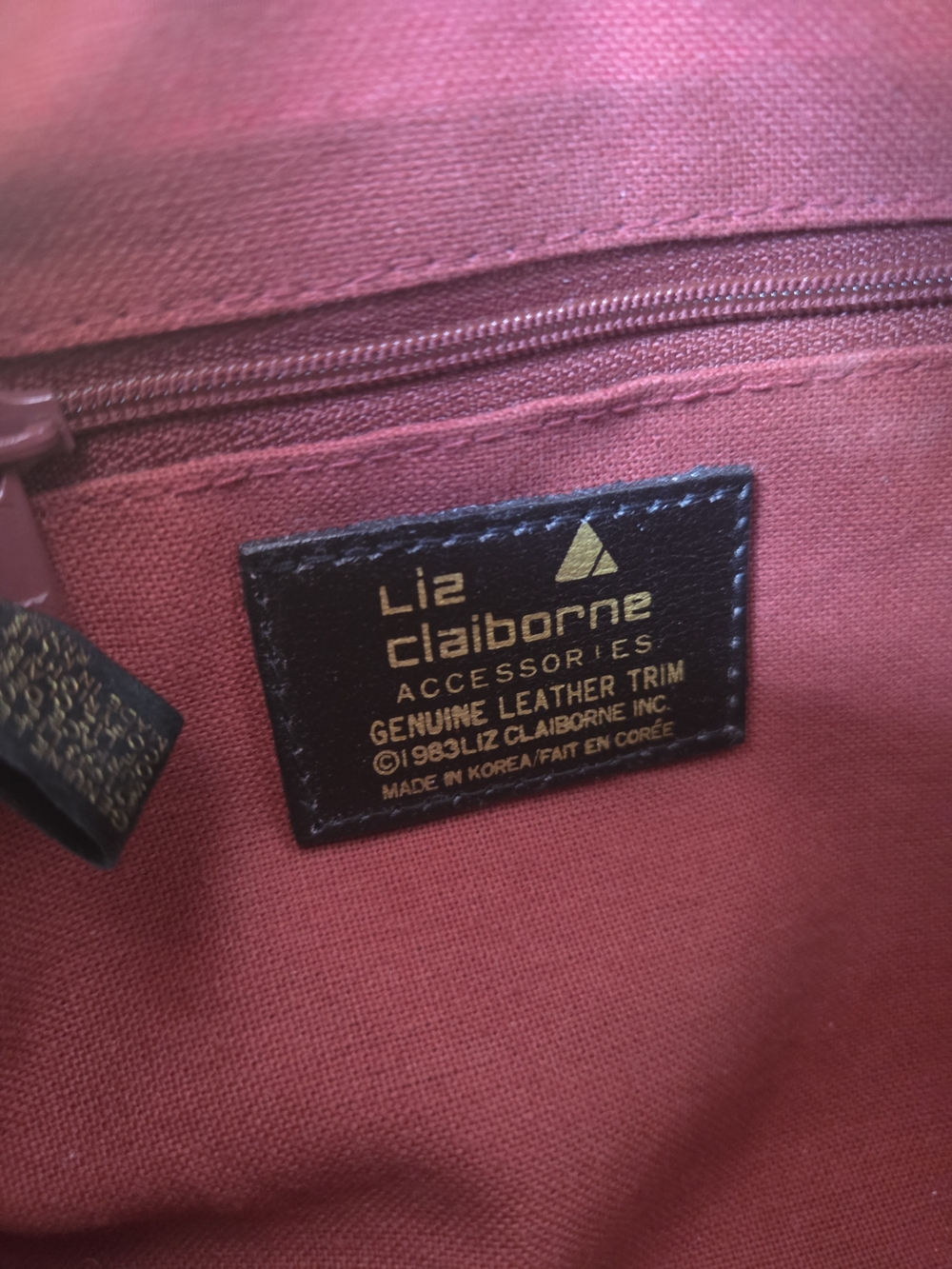 Vintage 1980s Liz Claiborne Red Crossbody Bag Triangle Monogram Purse With Tags - Picture 14 of 15